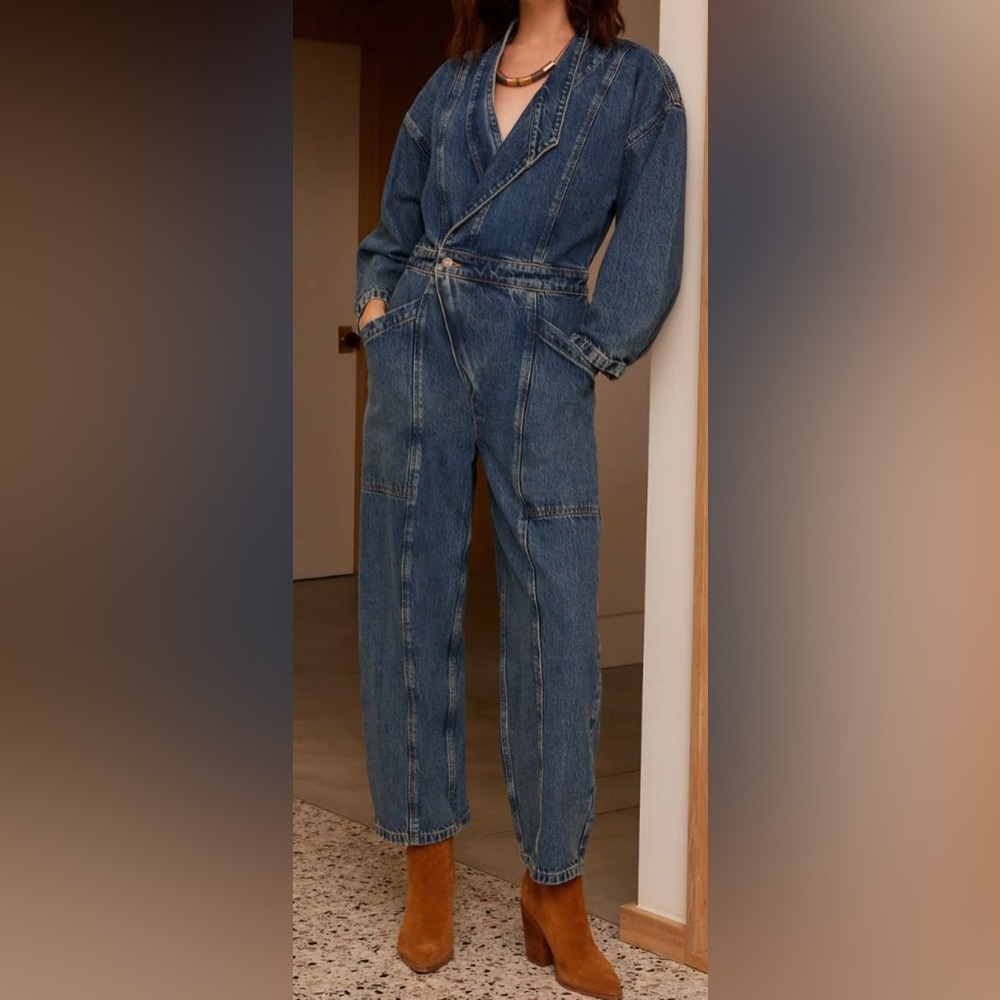 ETICA Liv Asymmetric Denim Jumpsuit